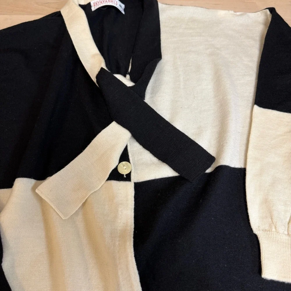 Stefanel Black and Cream‎ Cardigan - Picture 5 of 10